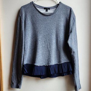 J. Crew Gray Scoop Neck Ruffled Sweatshirt Size Medium